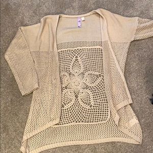 Tan crocheted cardigan sz S